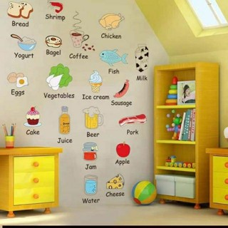Decal dán tường cho bé - decal thức ăn tiếng Anh