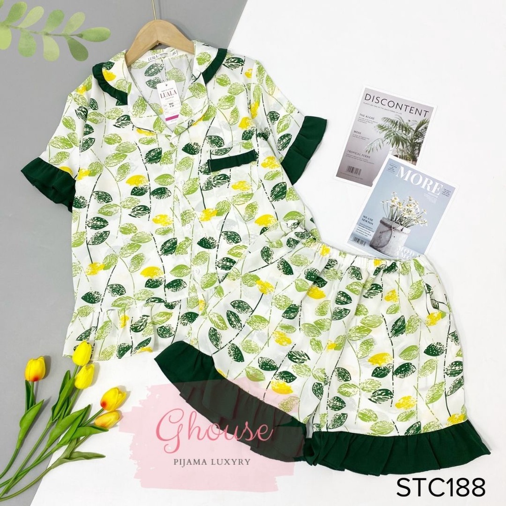 Đồ Ngủ Pijama Lụa Mango Tay Ngắn Quần Đùi Siêu Xinh, Mềm Mịn, Độc Lạ Khó Tìm, Sanh Chảnh Hàn Quốc