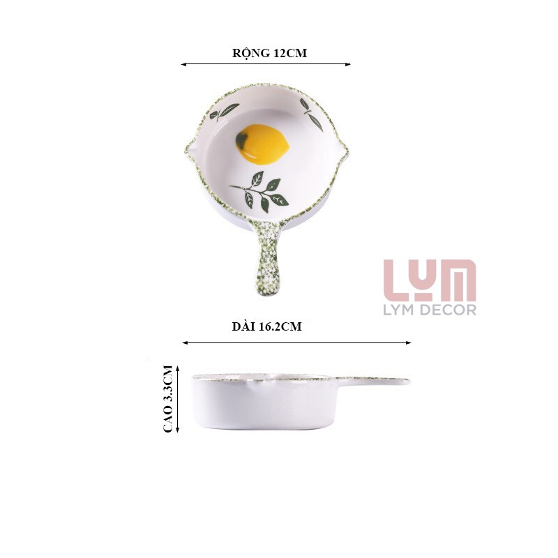 (SALE SHOCK)  Quánh sứ vẽ tay hình dâu tây/chanh vàng - Thố sứ tròn cao cấp xuất Âu