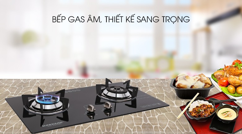 Bếp ga âm Sunhouse SHB5546MT- hàng chín hãng- hệ thống đánh lửa IC nhạy bén, có 1 đầu hâm tiện d