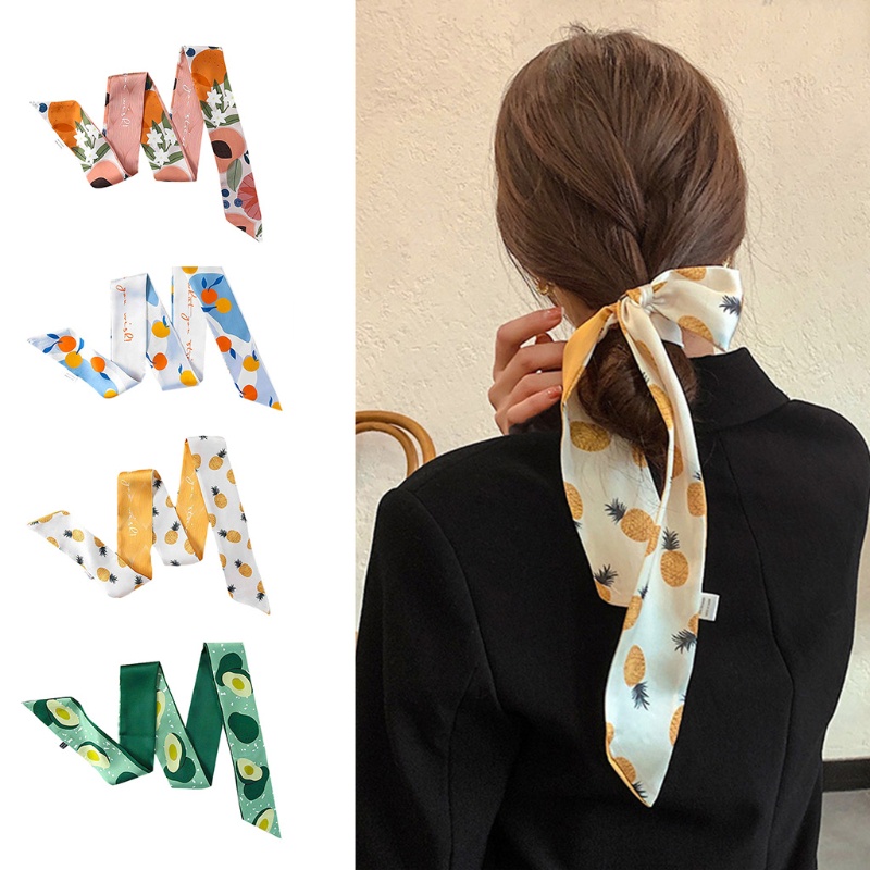 Khăn Quàng Cổ 120cm Vải Lụa In Họa Tiết Trái Cây Nhiều Màu Sắc Thời Trang Mùa Hè Cho Nữ