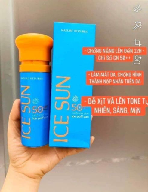 Kem chống nắng Nature Republic Ice Provence Calendula Puff Sun SPF50+ PA+++