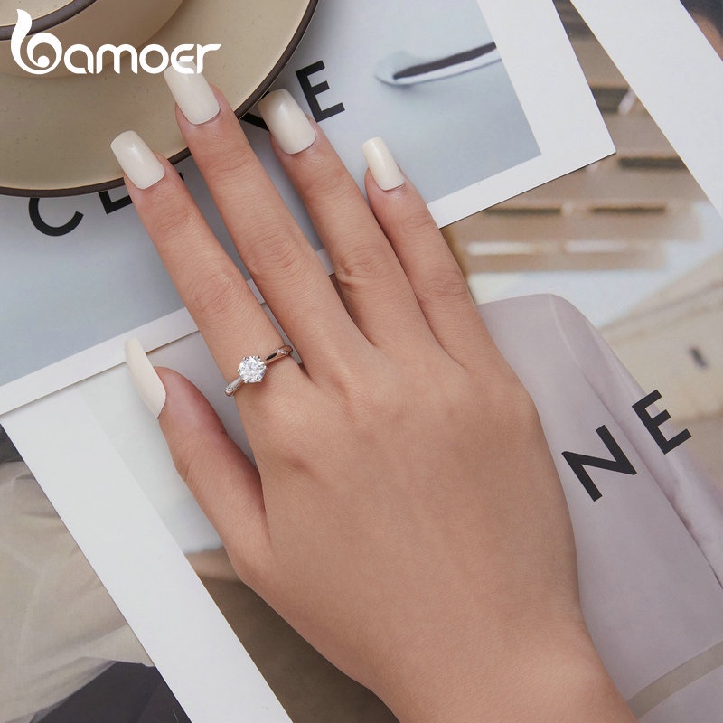 Nhẫn Bamoer Moissanite BạC 925 0.65 ThờI Trang Cho Nữ
