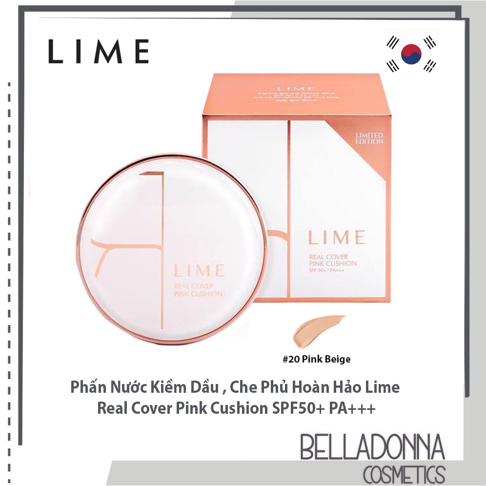 Phấn Nước Lime Real Cover Pink Cushion SPF50+/PA+++ #20 Pink Beige