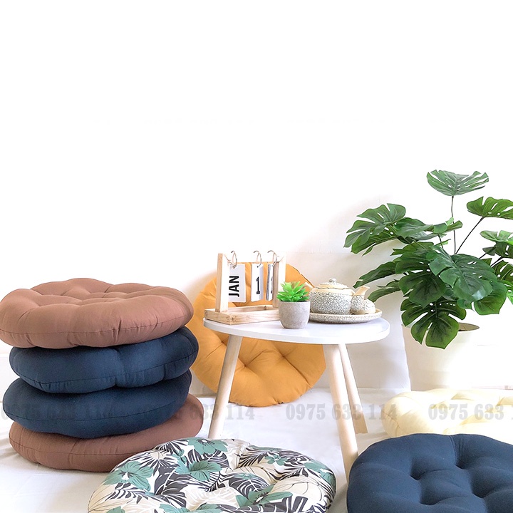 Đệm ngồi bệt 💜FREESHIP💜 Nệm tròn vải đũi 40x40 hàng LOẠI 1 dùng cho ghế văn phòng, decor nhà cửa