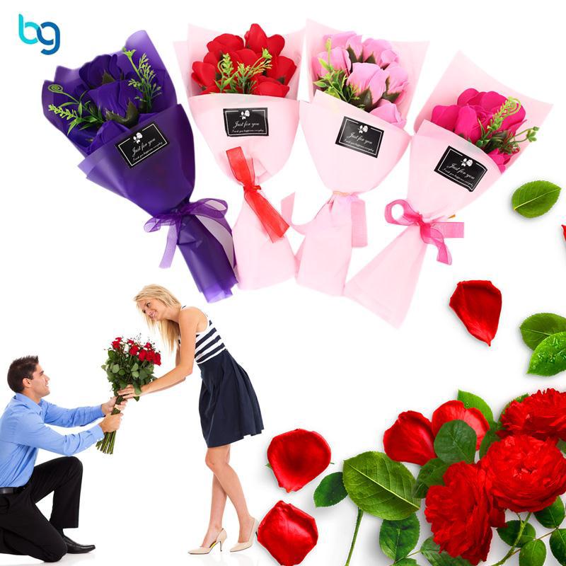 7PCS Bó hoa sáp thơm hình hoa hồng kiểu dáng sang trọng dùng làm quà cho các dịp lãng mạn