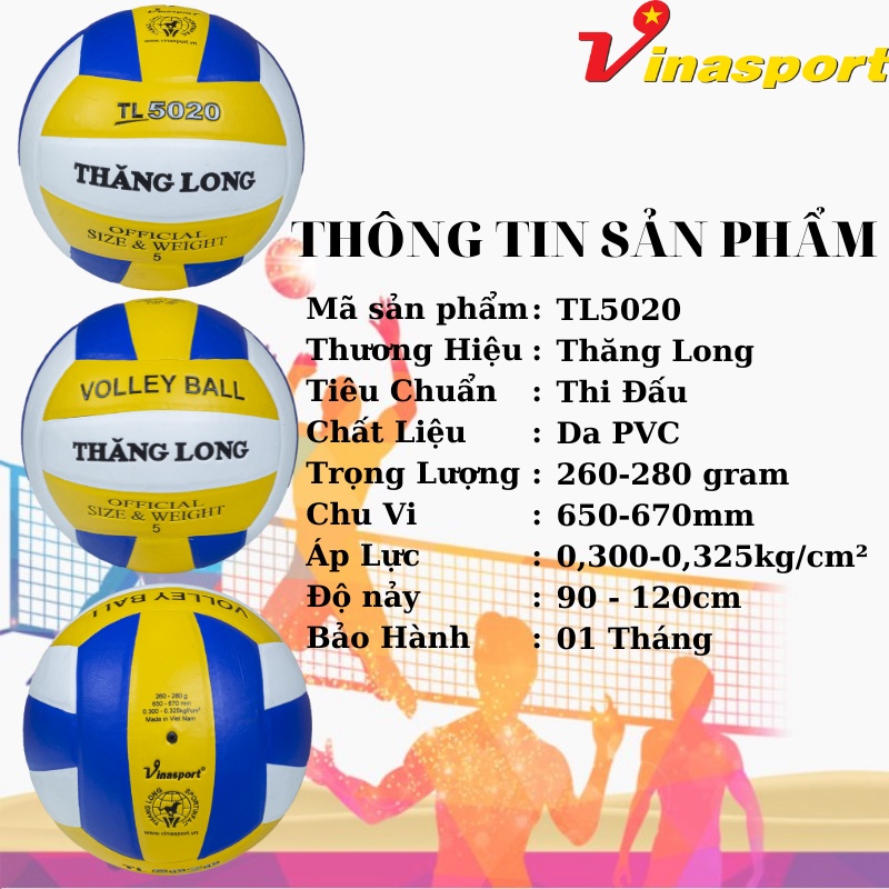 Bóng Chuyền Thăng Long 5020 CHÍNH HÃNG Tặng Kèm Kim Bơm+Túi Lưới Giá Rẻ!!