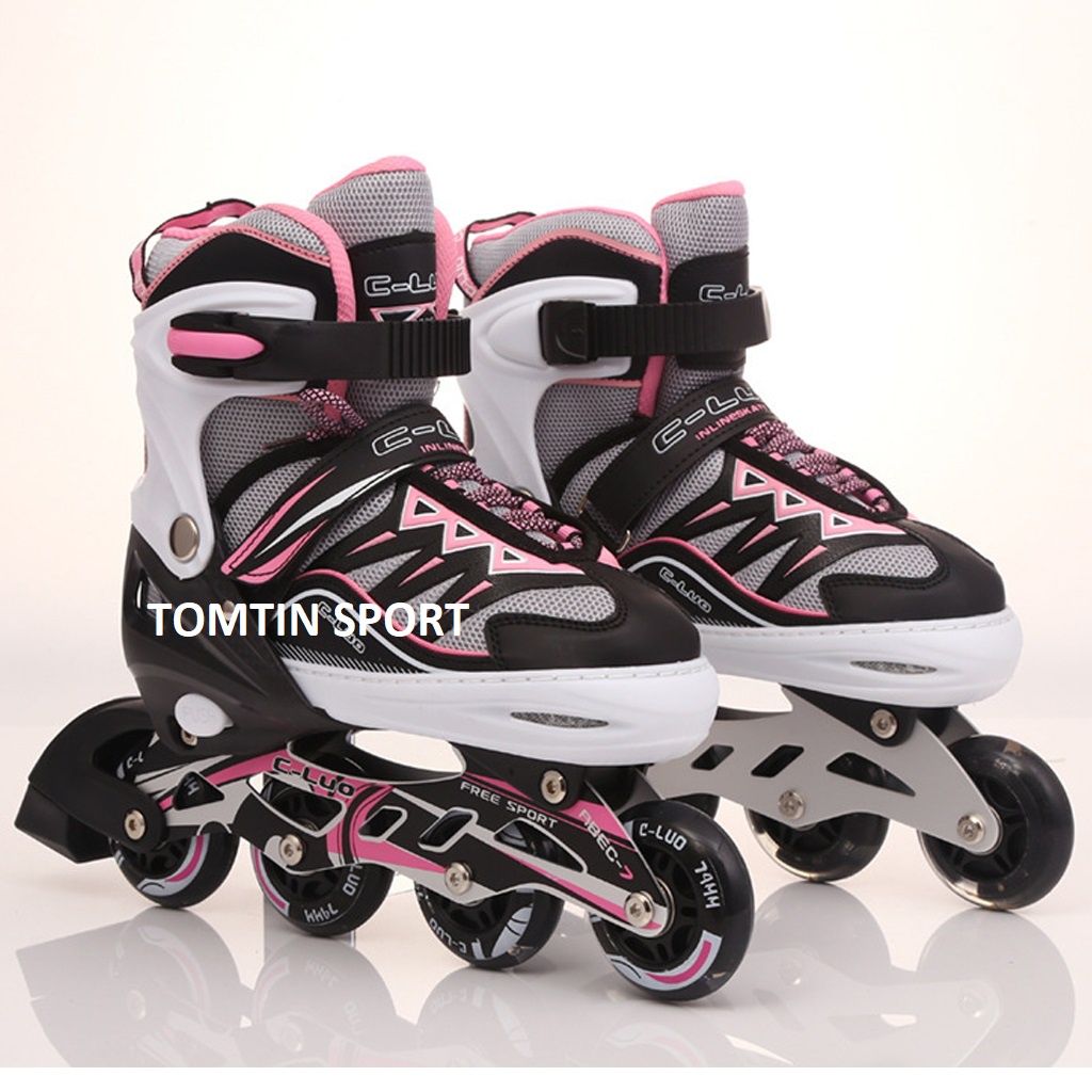Giày trượt patin trẻ em cao cấp CLOU bánh cao su sáng led, tặng kèm bảo hộ chân tay TomTin Sport