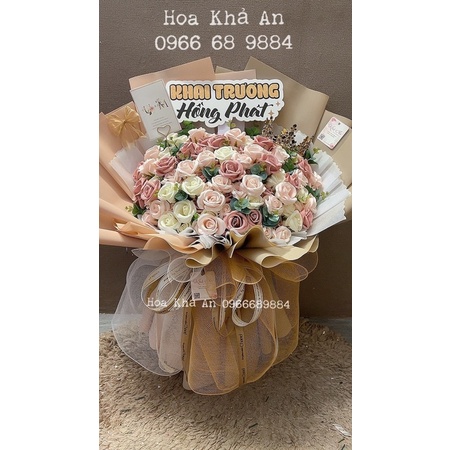 [Hoa Khai Trương] Bó hoa khai trương 100-139bông siêu to, hoa sáp 4 lớp siêu cao cấp.Cốt tự đứng chắc chắn!
