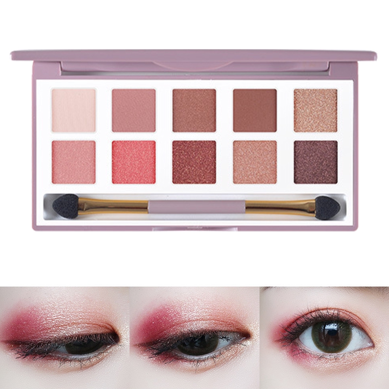 (Hàng Mới Về) Bảng Phấn Mắt 10 Màu Lì Và Ánh Nhũ Kết Hợp Trang Điểm Kháng Nước Chuyên Nghiệp