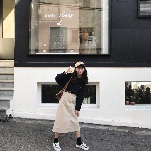 CÓ SẴN SIZE M , L # KEM & NÂU S,M] Váy dài phong cách vintage ulzz9ang 2018 - V141 | BigBuy360 - bigbuy360.vn