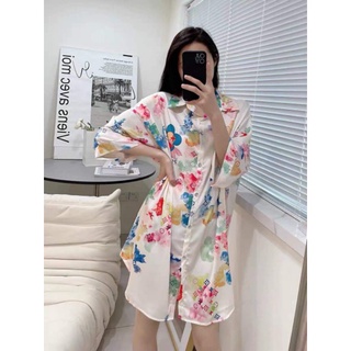 Váy ngủ sơ mi lụa họa tiết cao cấp, sang chảnh, mềm mịn, váy ngủ lụa qccc