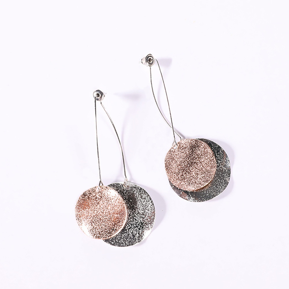 Đôi khuyên tai kiểu dài mặt tròn cá tính cho nữ