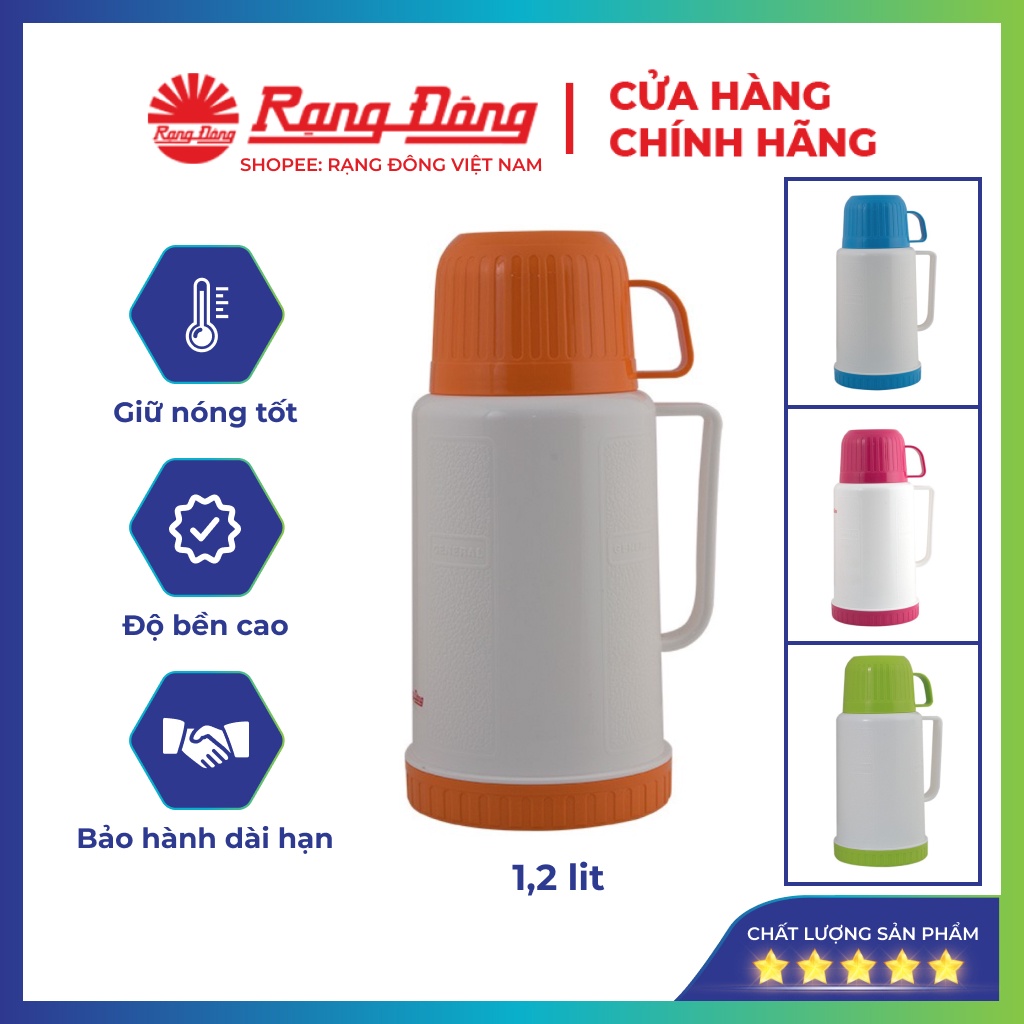 Phích nước mini Rạng Đông 1,2 lít, bình thuỷ giữ nhiệt cá nhân, đựng nước nóng, Model: RD 1235 N1