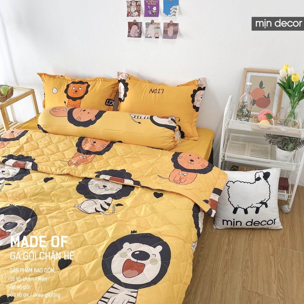 [2021] Bộ chăn ga gối Cotton 3D Mịn Decor - Bộ ga giường chăn trần bông mùa hè mềm mịn MIỄN PHÍ bo chun