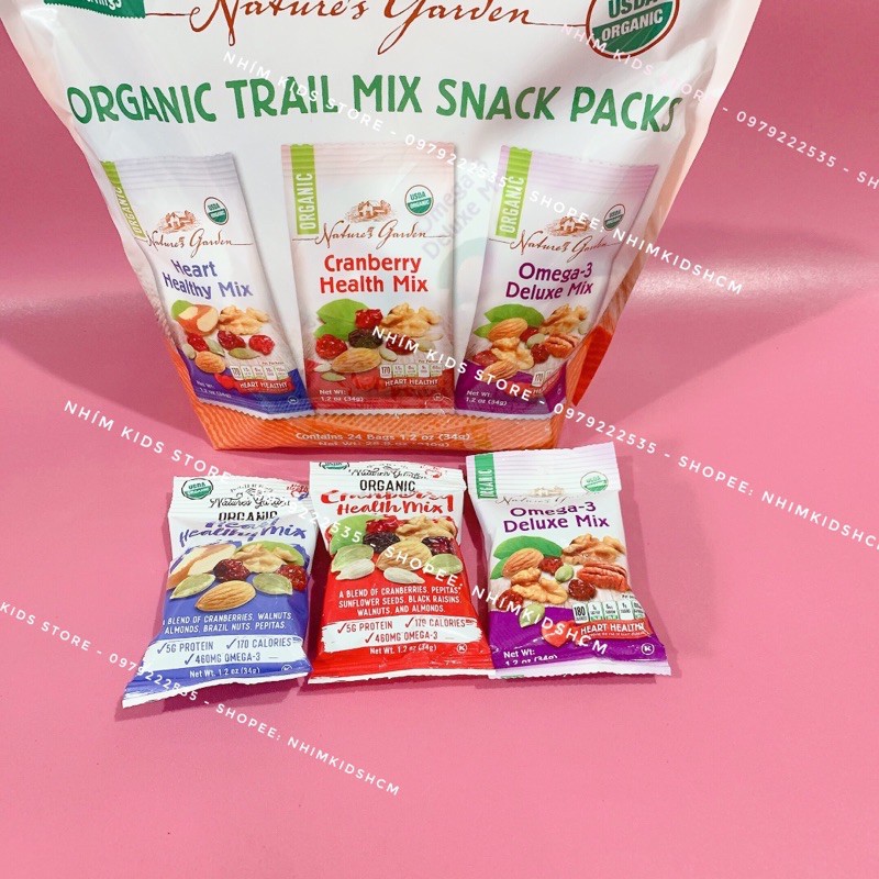 [Date 28/11/2021]Hạt tổng hợp & trái cây sấy khô Healthy Trail Mix – Organic Trail Mix Snack Packs 34g