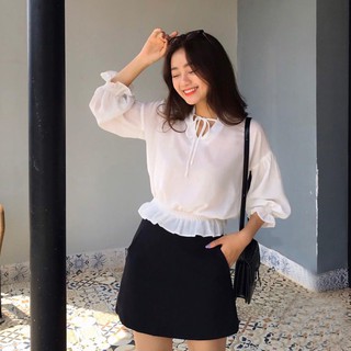 Chân váy ngắn chữ A lưng cao có quần lót trong - 2 túi trước siêu xinh - style đường phố Hàn Quốc - Chất vải tuyết mưa