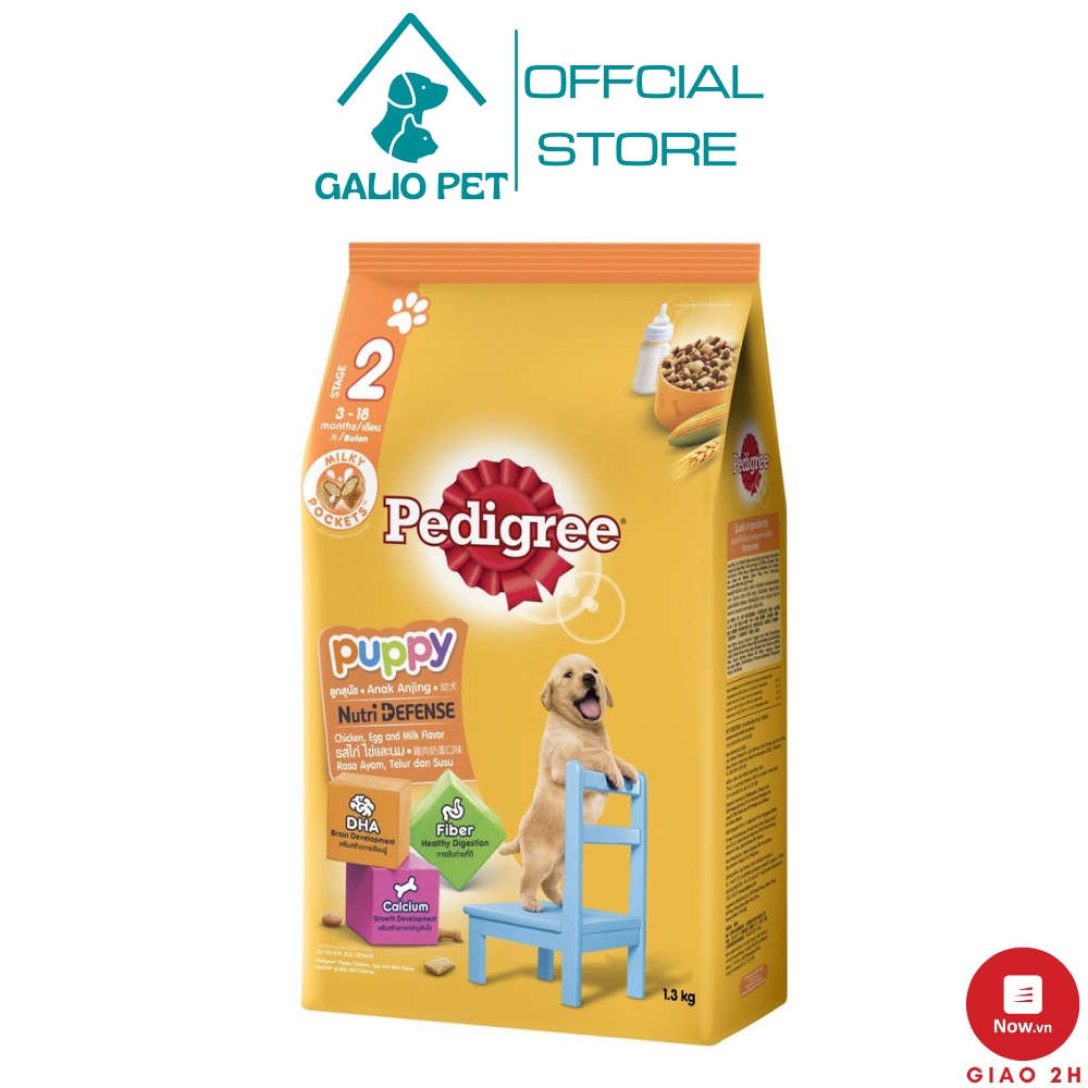 Thức ăn chó con Pedigree vị gà, sữa &amp; trứng túi 1.3kg