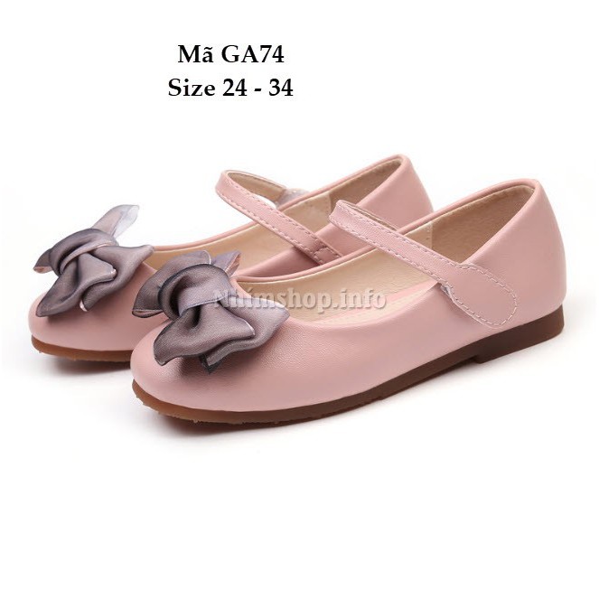 Giày búp bê cho bé gái gắn nơ da cao cấp mang êm màu hồng thời trang hàng nhập phù hợp cho trẻ em học sinh đi học GA74