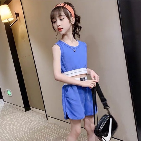 Đồ bộ bé gái Con Xinh cotton croptop thể thao cá tính, năng động, Thời trang mùa hè dành cho trẻ em từ 4 đến 10 tuổi