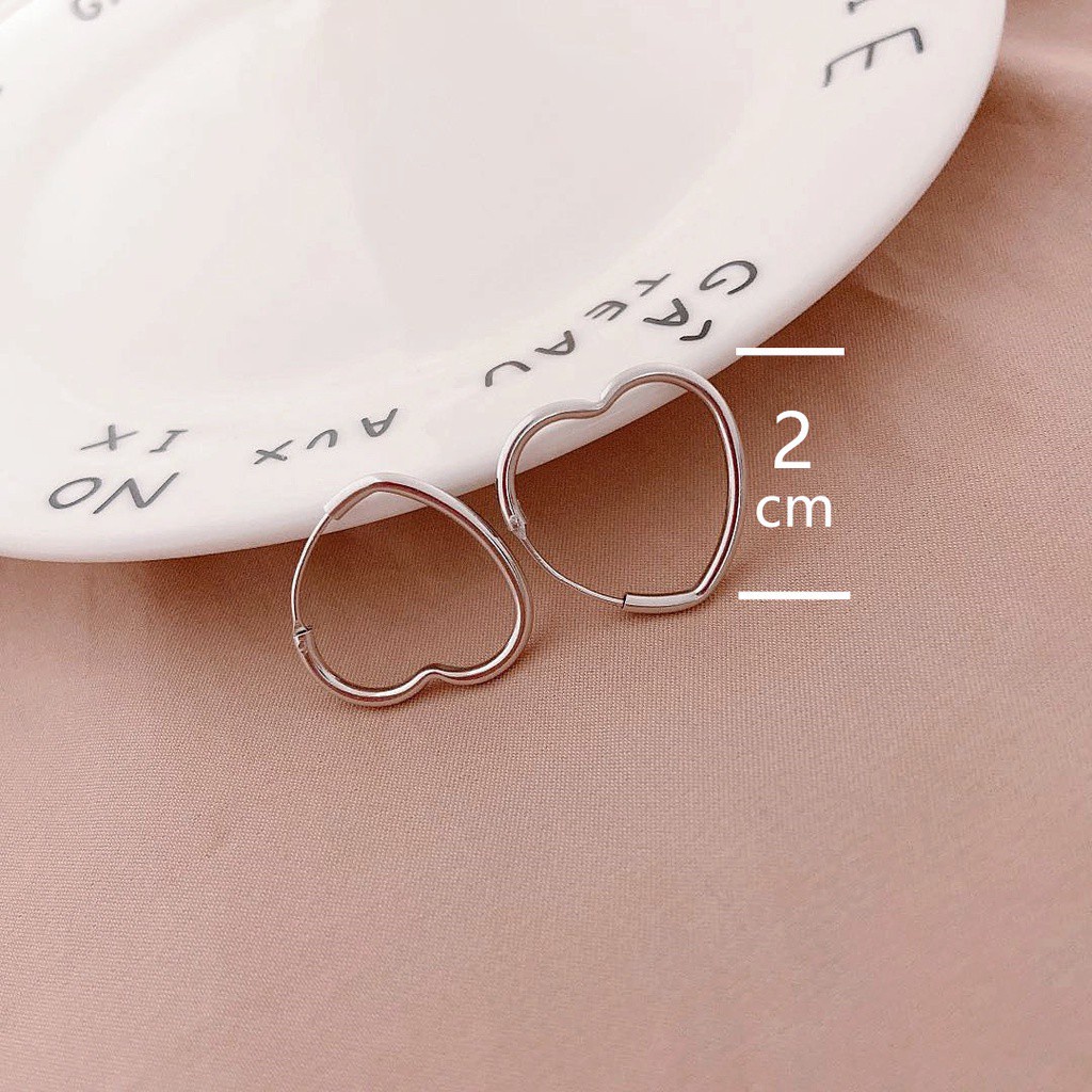 Khuyên Tai Trái Tim Đơn Giản Phong Cách Hàn Quốc