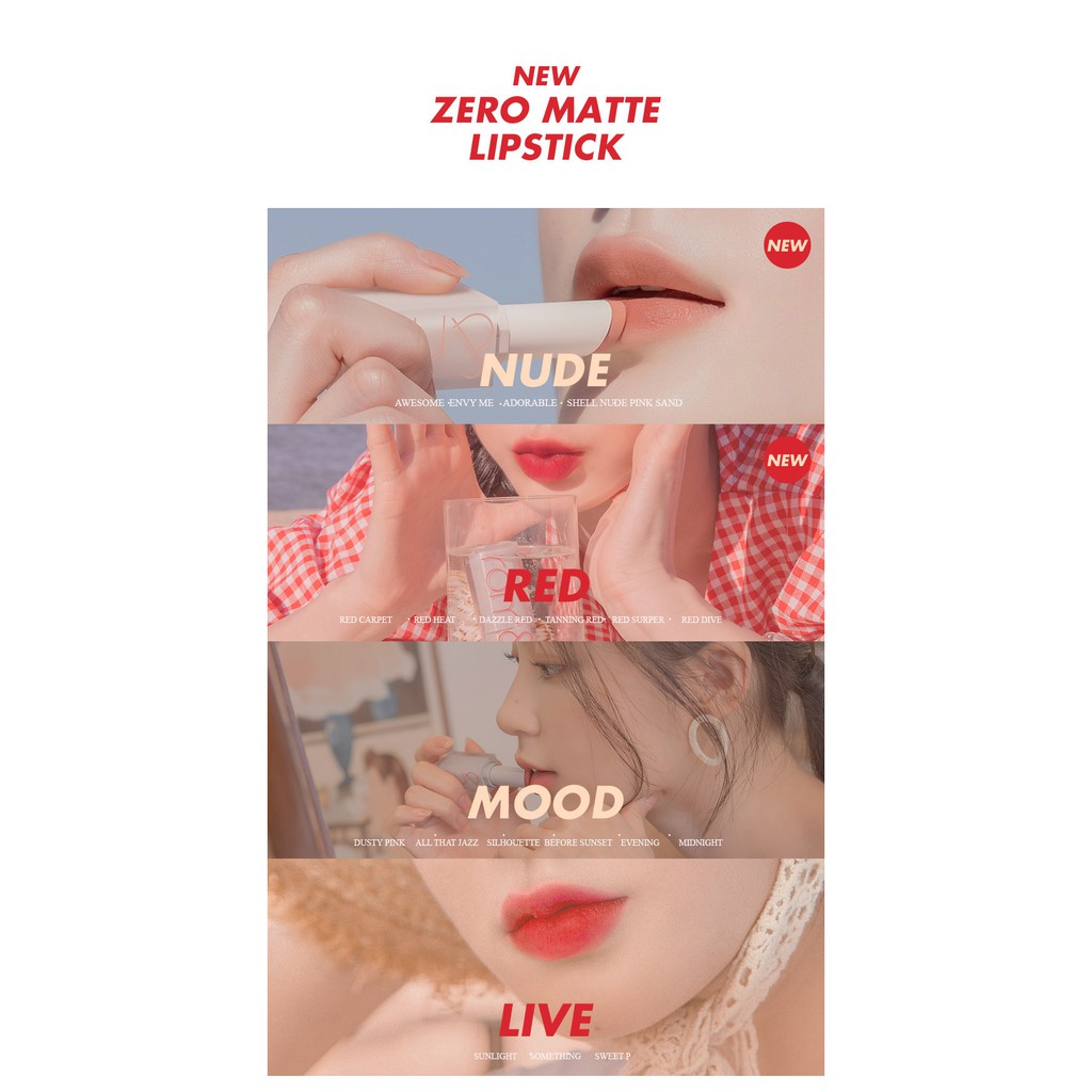 Son thỏi lì, nhẹ môi và siêu xinh rom&nd ZERO MATTE LIPSTICK HOT mới T7/2020 | BigBuy360 - bigbuy360.vn