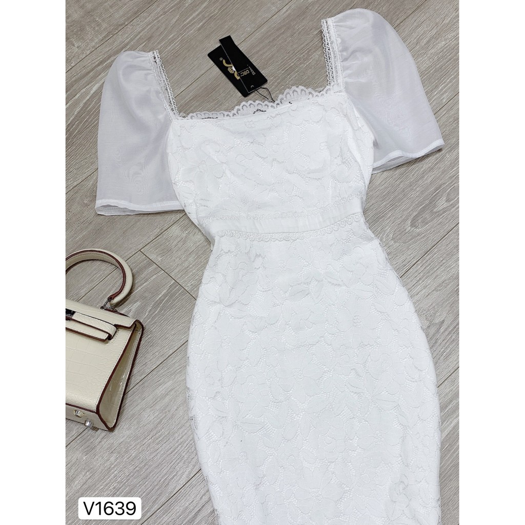 [Mã LILAH20 hoàn 20% xu đơn 200k]Váy body ren hoa trắng V1639 - ĐẸP SHOP DVC ( Ảnh mẫu do shop tự chụp )