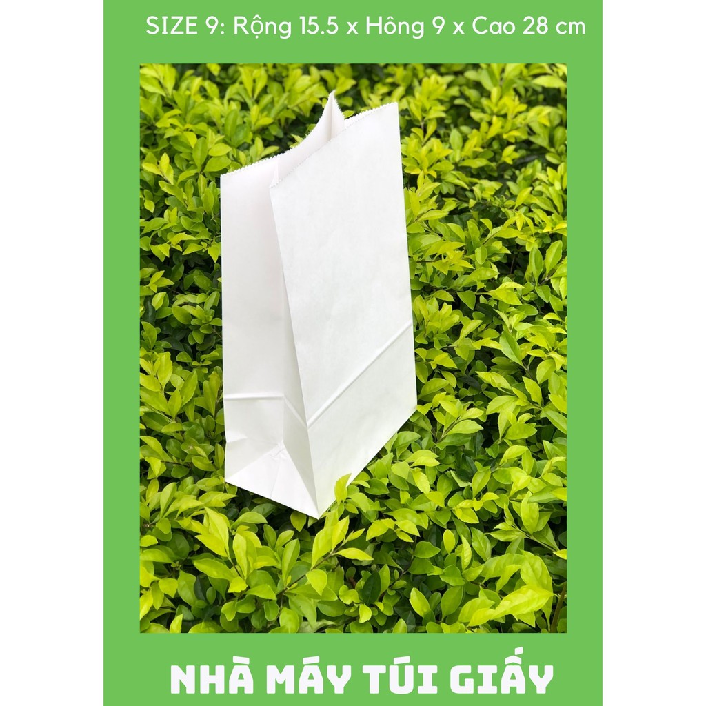 500 chiếc túi giấy kraft Nhật màu trắng Size 9 -15.5x9x28cm KHÔNG QUAI