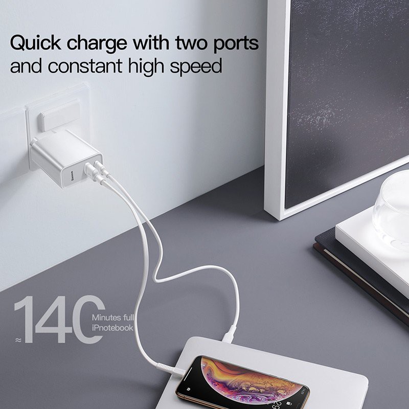 Củ sạc nhanh Baseus 30W, Cốc sạc nhanh Baseus 30W Speedy Series Type C sạc nhanh Q.C 3.0 (USB-Type C và USB) cho IPhone