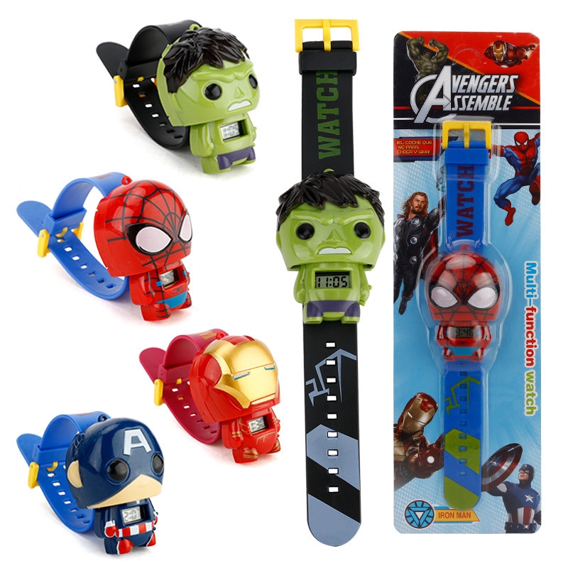 Lol Spiderman Kapten Iron Man America Avengers Jam Tangan điện Tử HÀn QuỐc Cute Fashion Toys Korea Kids 3d