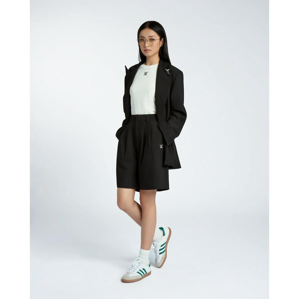 DVRK - Áo Blazer Oversize Màu Đen Kèm Logo Pin Kim Loại PRIVÉ VERY BUSY-DVRK-23SS