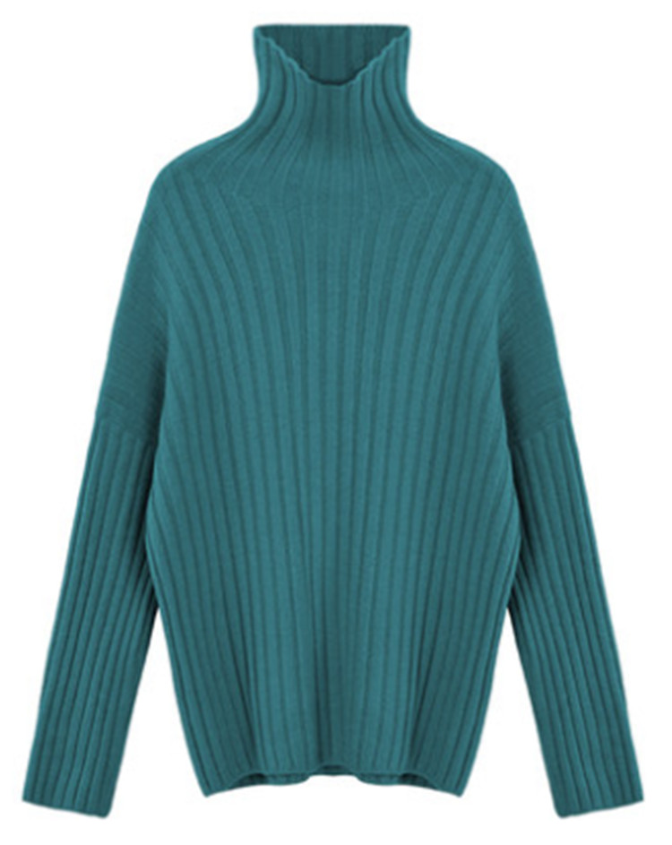 Áo sweater dệt kim SUXI tay dài cổ cao dáng rộng cho nữ 6 màu lựa chọn