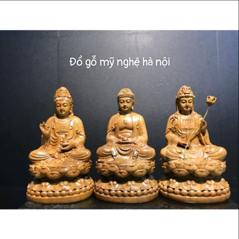 Bộ tượng tây phương tam thánh phật cao 15cm