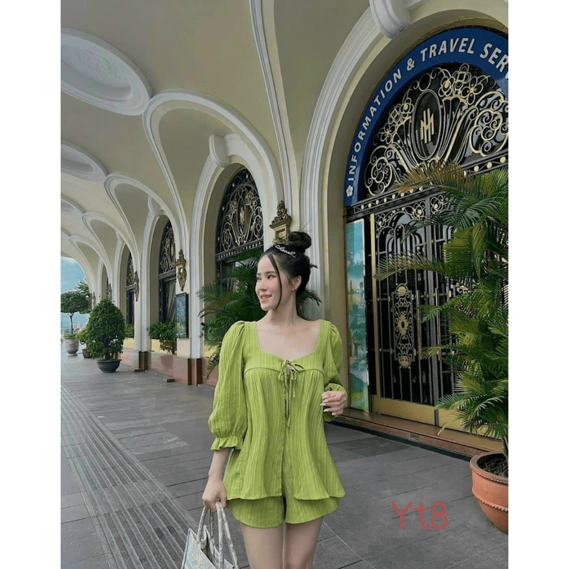 (FREE SHIP) SÉT ĐÙI NỮ CHẤT LIỆU XỐP MẶC CỰC MÁT PHỐI NHÚN HÀI HÒA TÔN DÁNG SÁNG DA HHP