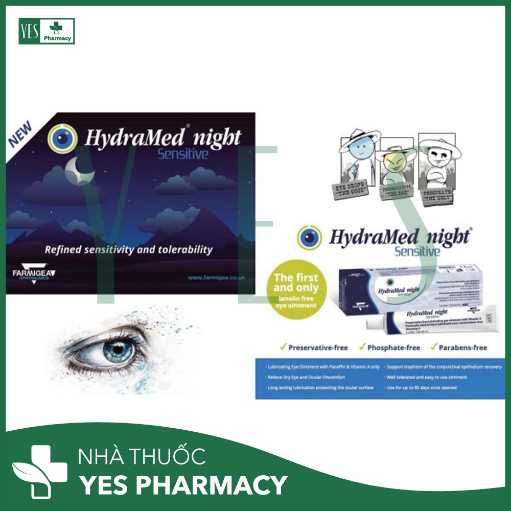 Mỡ vitamin A tra mắt Hyramed Night Sensitive - Nhà thuốc Yes Pharmacy