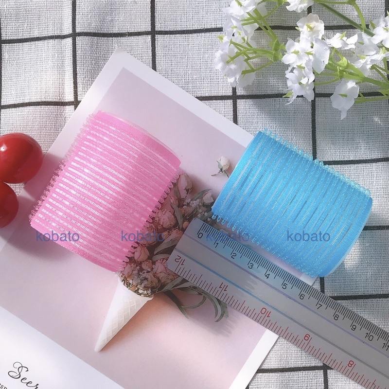 Set 2 Lô cuốn, lô uốn tóc mái tự dính bằng nhựa cỡ lớn 6cm