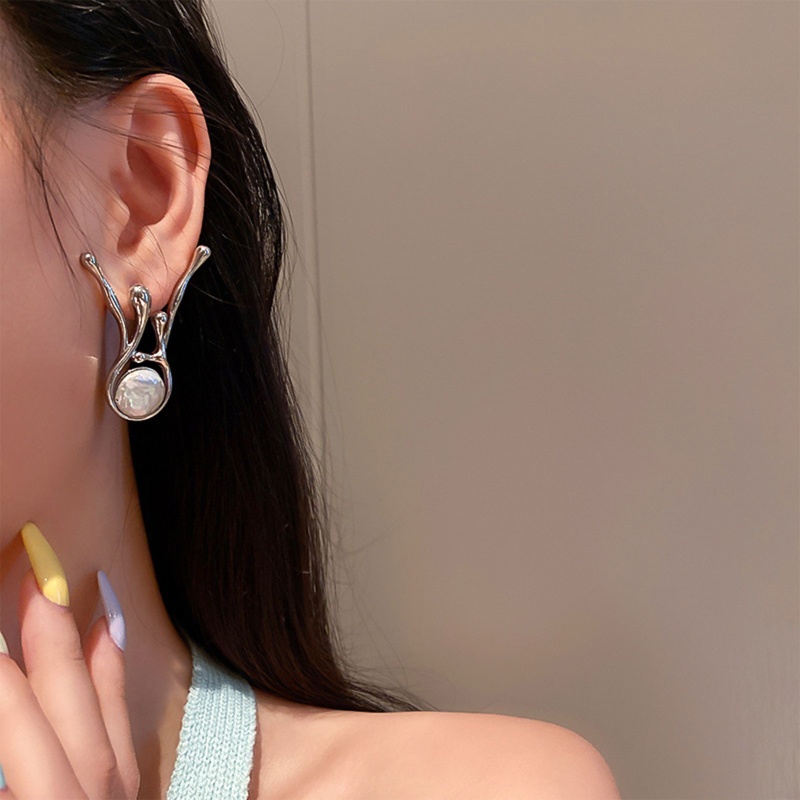 Bông Tai Hình Sừng Hươu Đính Ngọc Trai Lấp Lánh Phong Cách Bohemian Thời Trang