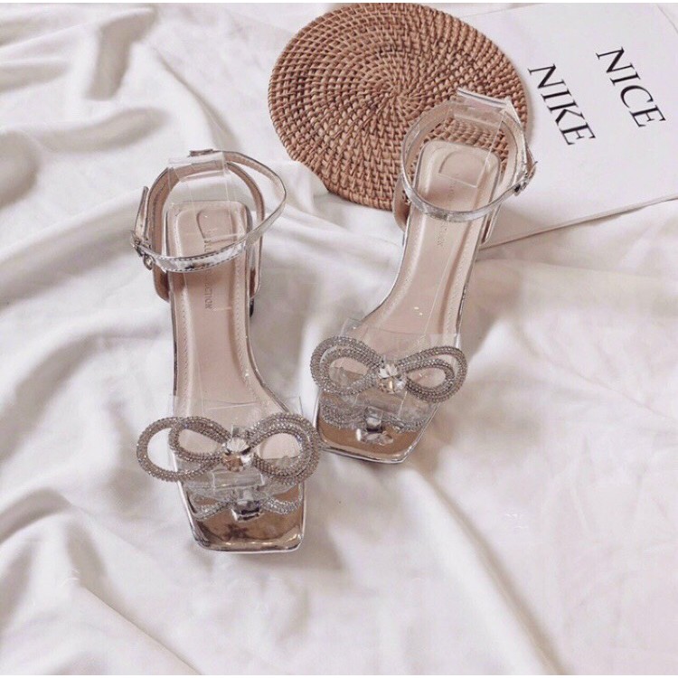 Giày sandal nơ đính đá 5p.