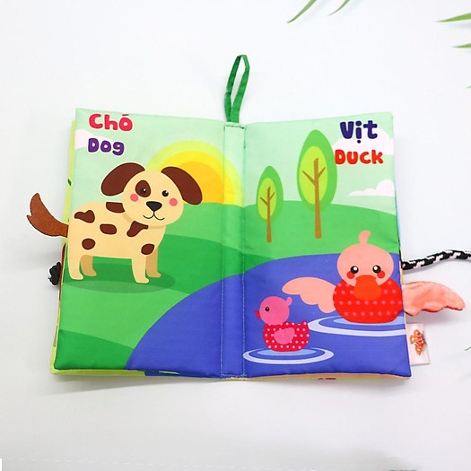 Sách vải đoán đuôi PiPoVietnam song ngữ Anh - Việt - Dạo Chơi Nông Trại kích thích trí thông minh tưởng tượng cho bé