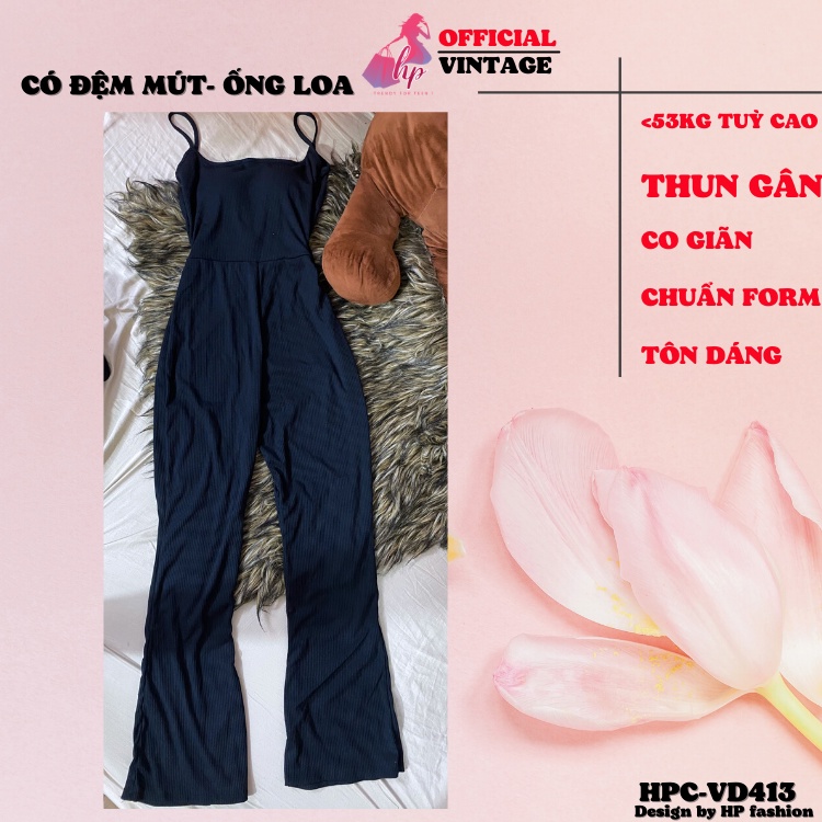 jumpsuit dài nữ ngắn áo liền quần 2 dây hở lưng màu đen sang chảnh tôn dáng VD413