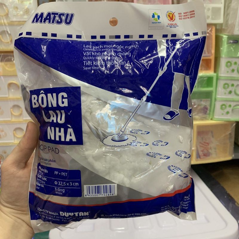 Bông lau nhà Matsu Duy tân, bông lau cây lau nhà 360 độ, miếng lau nhà thay thế