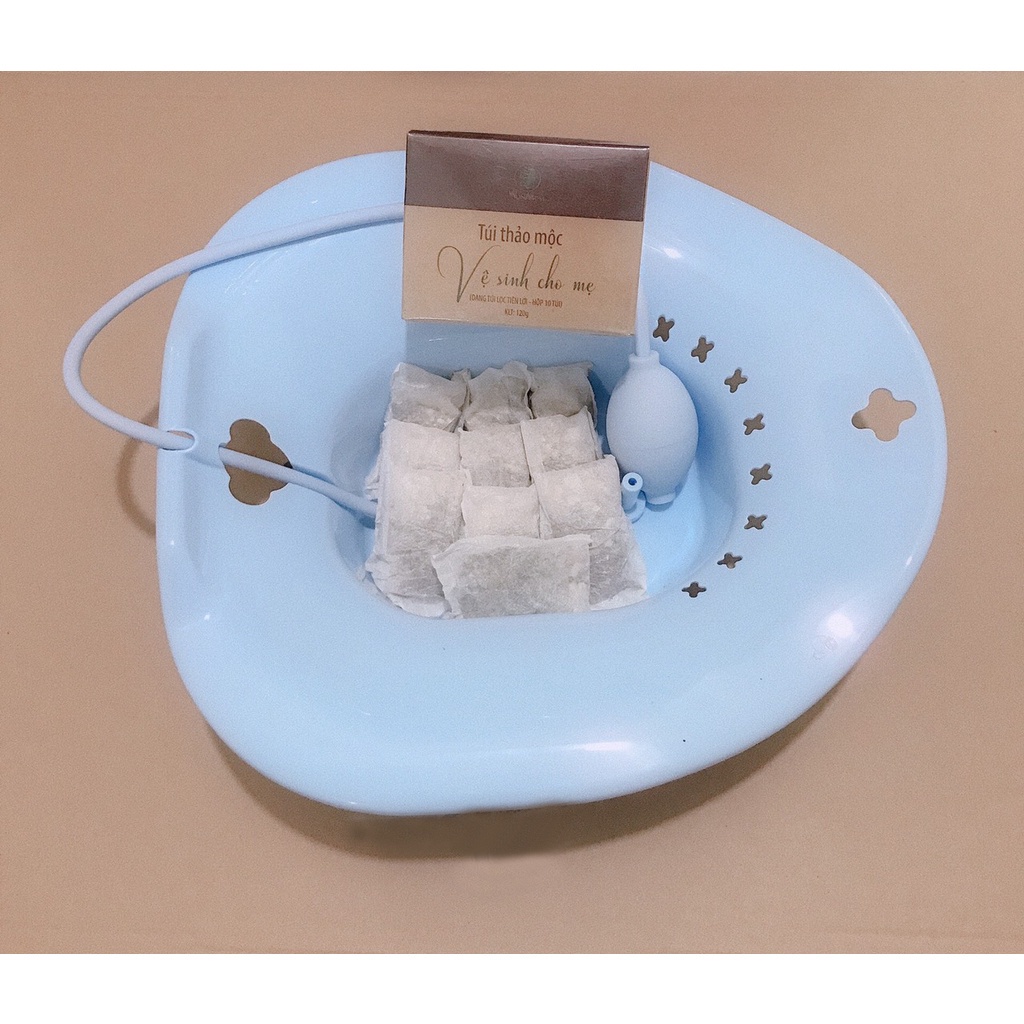 Combo chậu xông vùng kín và túi lọc thảo mộc vệ sinh Wonmom phụ nữ cho mẹ sau sinh