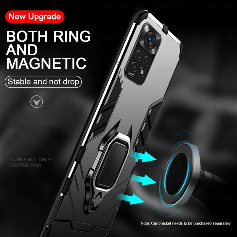 Ốp Điện Thoại Dạng Giáp Chống Sốc Có Vòng Đỡ Nam Châm Cho Radmi Note 11S 11 Pro+ 5G Redmy Note11Pro Readmi Redme Not 11 S