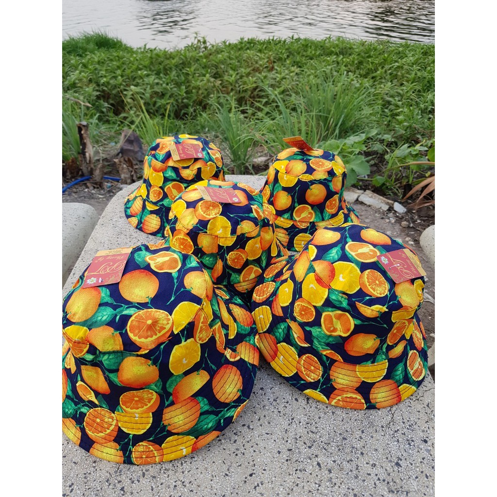 Nón hoa quả trái cây nam nữ, gia đình - bộ đi biển kate thái 1 - bộ trái cây gia đình