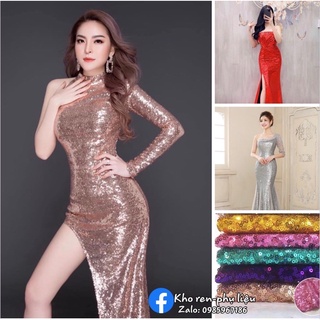 Vải sequin, vải kim sa may đầm dạ hội, vải kim sa trang trí