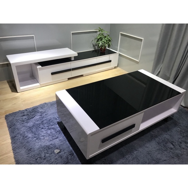 combo bàn trà-kệ tv giá rẻ ,chất lượng ,chất liệu gỗ công nghiệp Sơn trắng,freeship Hà Nội ,