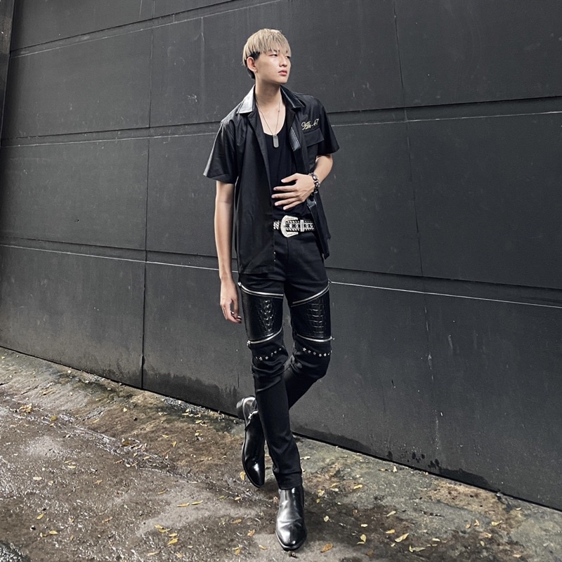 Quần Biker Leather Jean - Da thật vân lưng cá sấu - Ak 47 Republic