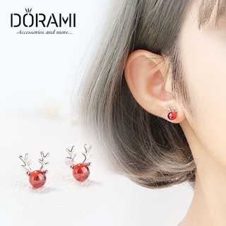Bông tai sừng hươu hạt đỏ thẫm bé xinh trang sức thời trang ulzzang hàn quốc - dorami
