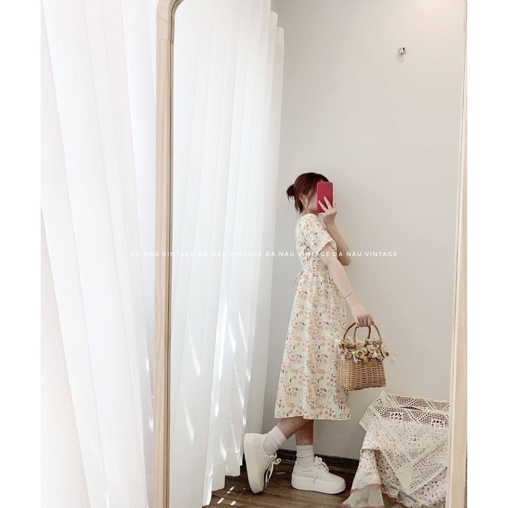 Đầm Babydoll nữ hoa nhí tay ngắn phong cách ulzzang nhẹ nhàng – Da Nâu Vintage | BigBuy360 - bigbuy360.vn