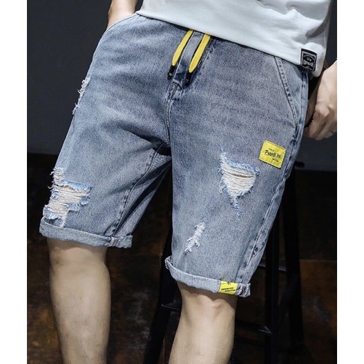 Quần short jean nam Quảng Châu lưng thun đẹp chất lượng, có mẫu khác ống rộng lưng thun, chất jean tốt